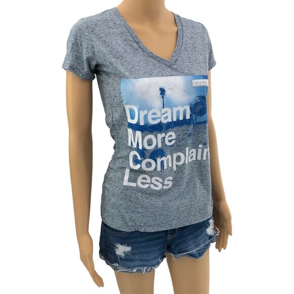 Hybrid SMALL Gray Dream More Complain Less Short Sleeve Tee Shirt T-Shirt - Picture 1 of 5